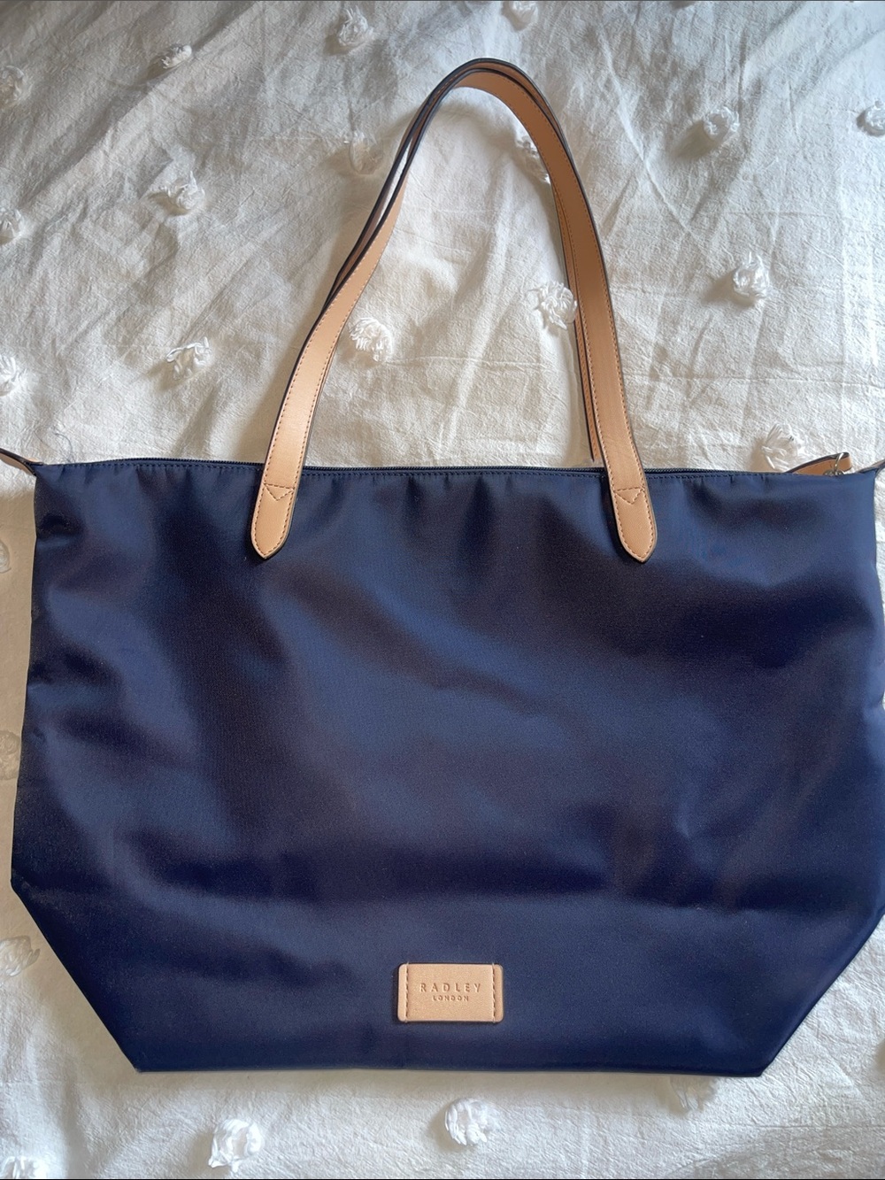 RADLEY LONDON Navy Tote with Tan Handles
